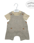 INF BOYS 2PC NATURAL LINNEN DUNGAREE SET