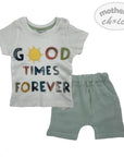 INF BOYS MINT  2PC SET 'GOOD TIMES FOREVER' 3-6M