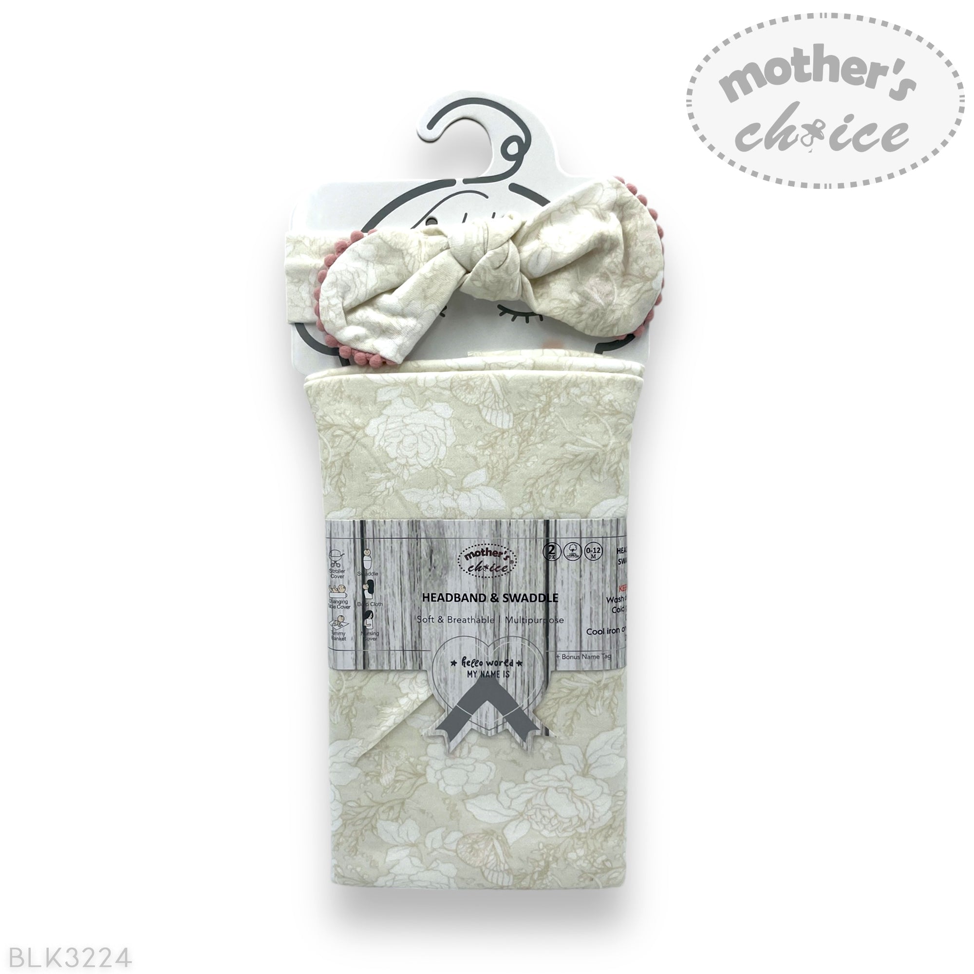 MC 2PK HEADBAND AND SWADDLE SET FLORALS