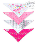 GIRLS 4 PACK BANDANA BIB 'UNICORN'