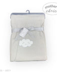 M/C COTTON WAFFLE BLANKET GREY CLOUD EMBROID
