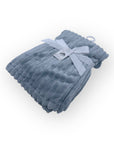 M/C SINGLE LAYER SHERPA FLEECE STRIPE BLANKET BLUE