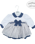 M/C GIRLS FANCY L/S DRESS SKY FLOWERS 3M