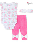 LUNA &amp; LILY 3PC ROMPER SET WITH HEADBAND