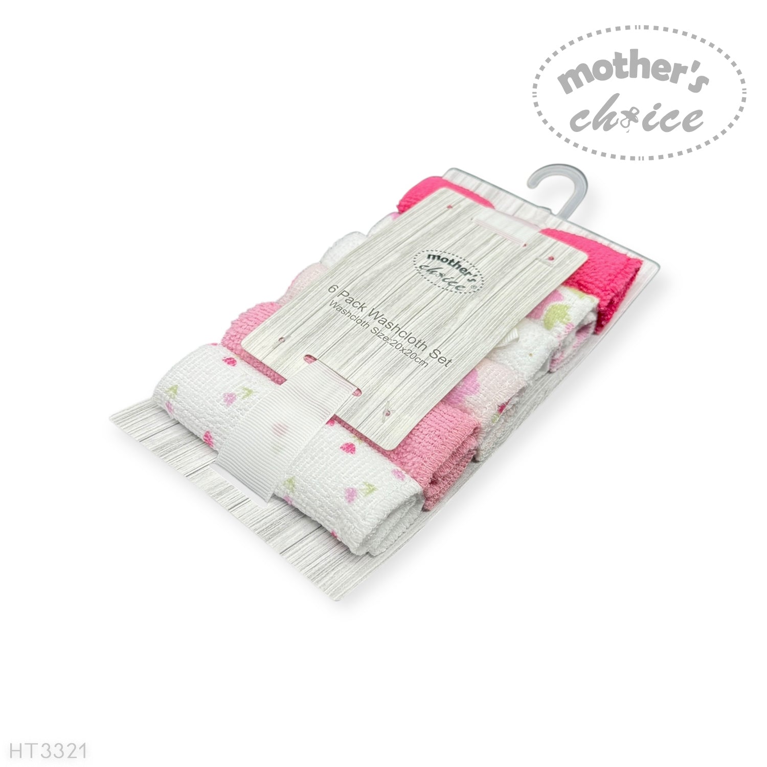 M/C 6 PACK WASHCLOTH SET PINK FLOWERS