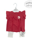 INF GIRLS 2PC SET WHT/FUSCIA 'FLOWER' 12-18M