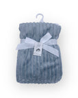 M/C SINGLE LAYER SHERPA FLEECE STRIPE BLANKET BLUE