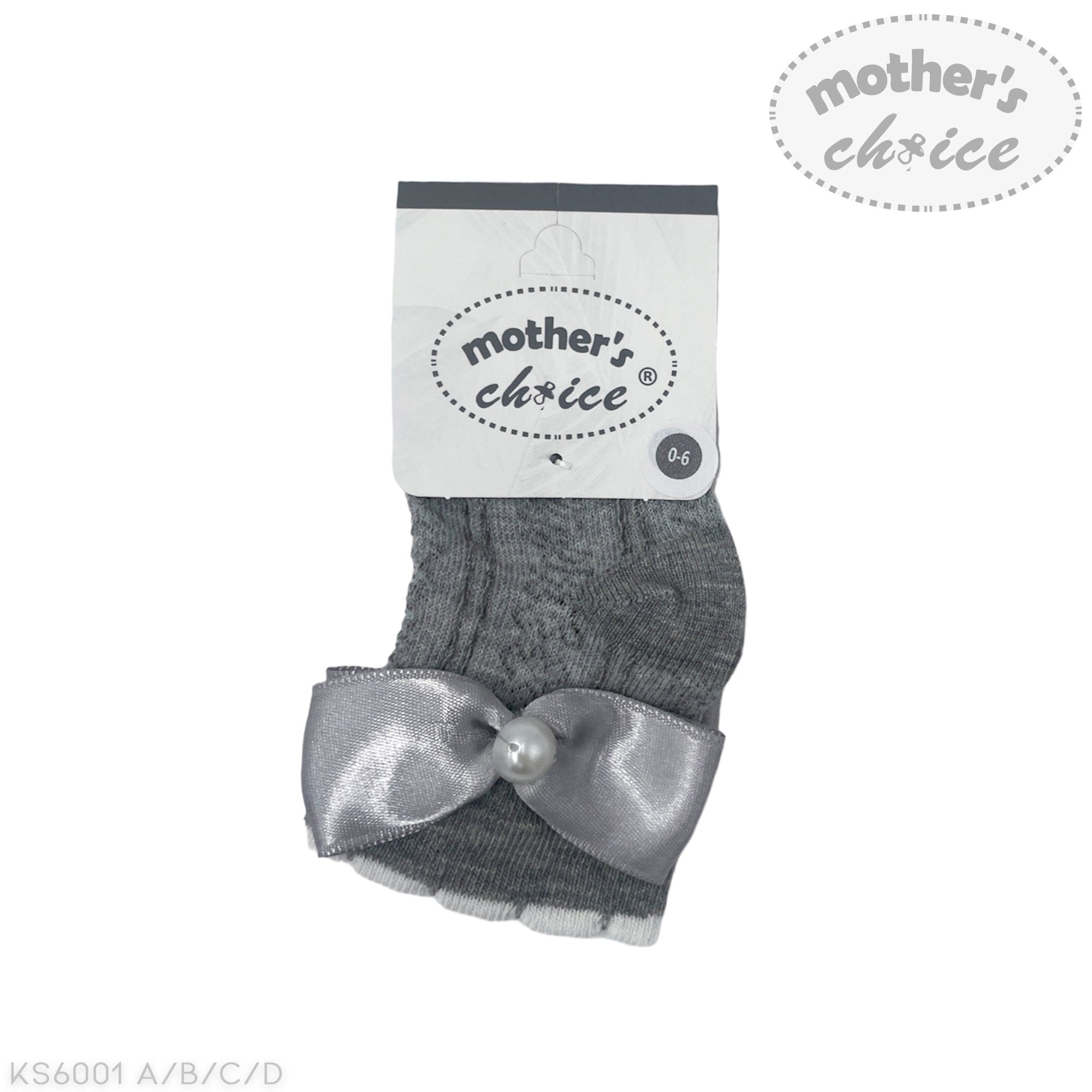 INFANTS SOCKS GREY BOW 12-18