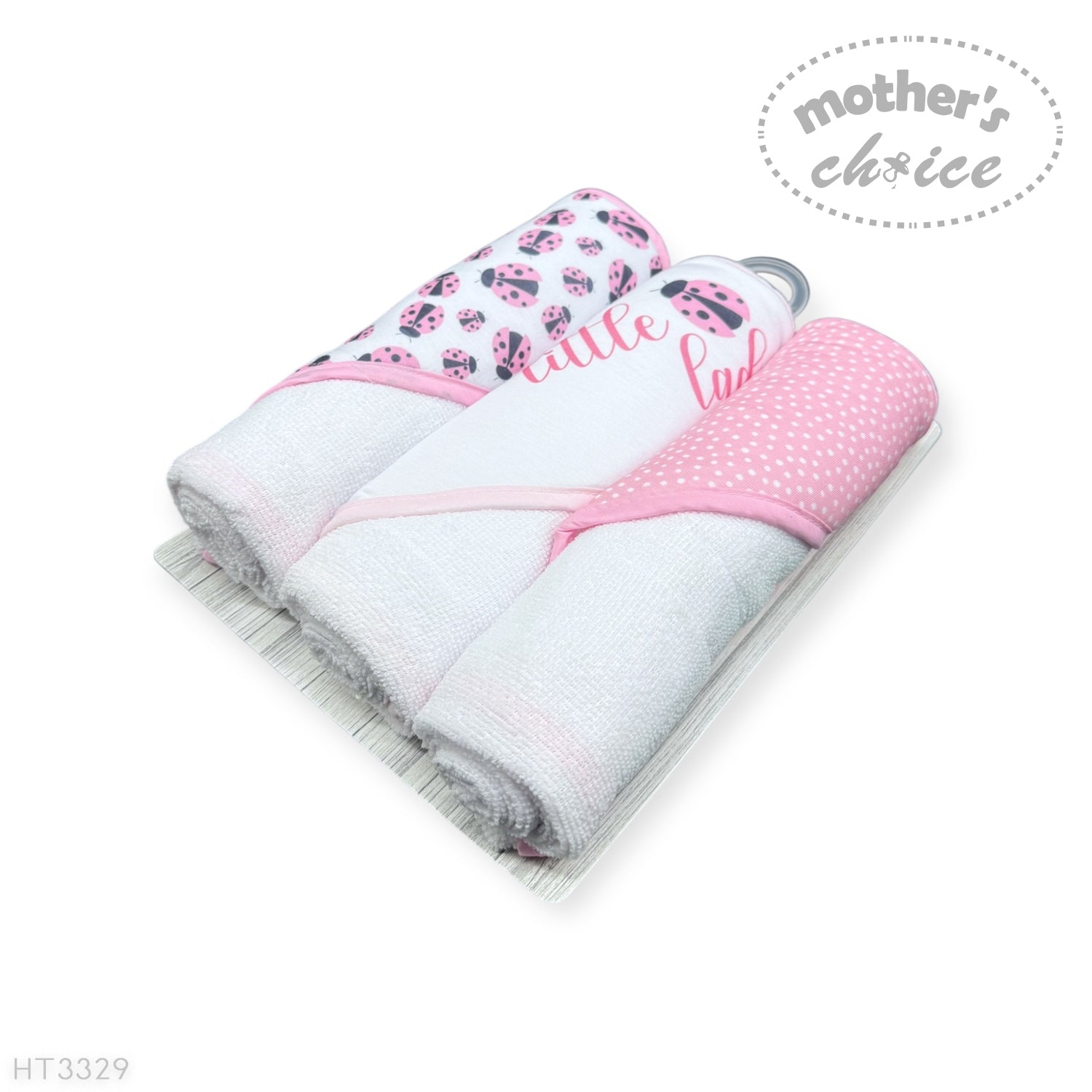 M/C 3PC HOODED TOWELS AND 3PC FACECLOTHS LADYBUG