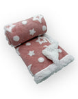 M/C SHERPA FLEECE STARS BLANKET PINK