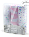 3 PACK FLANNEL RECEIVERS GIRLS UNICORN