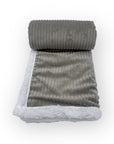 M/C SHERPA FLEECE STRIPE BLANKET GREY
