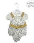 M/C SHORT FLORAL ROMPER YELLOW/GREY 6M