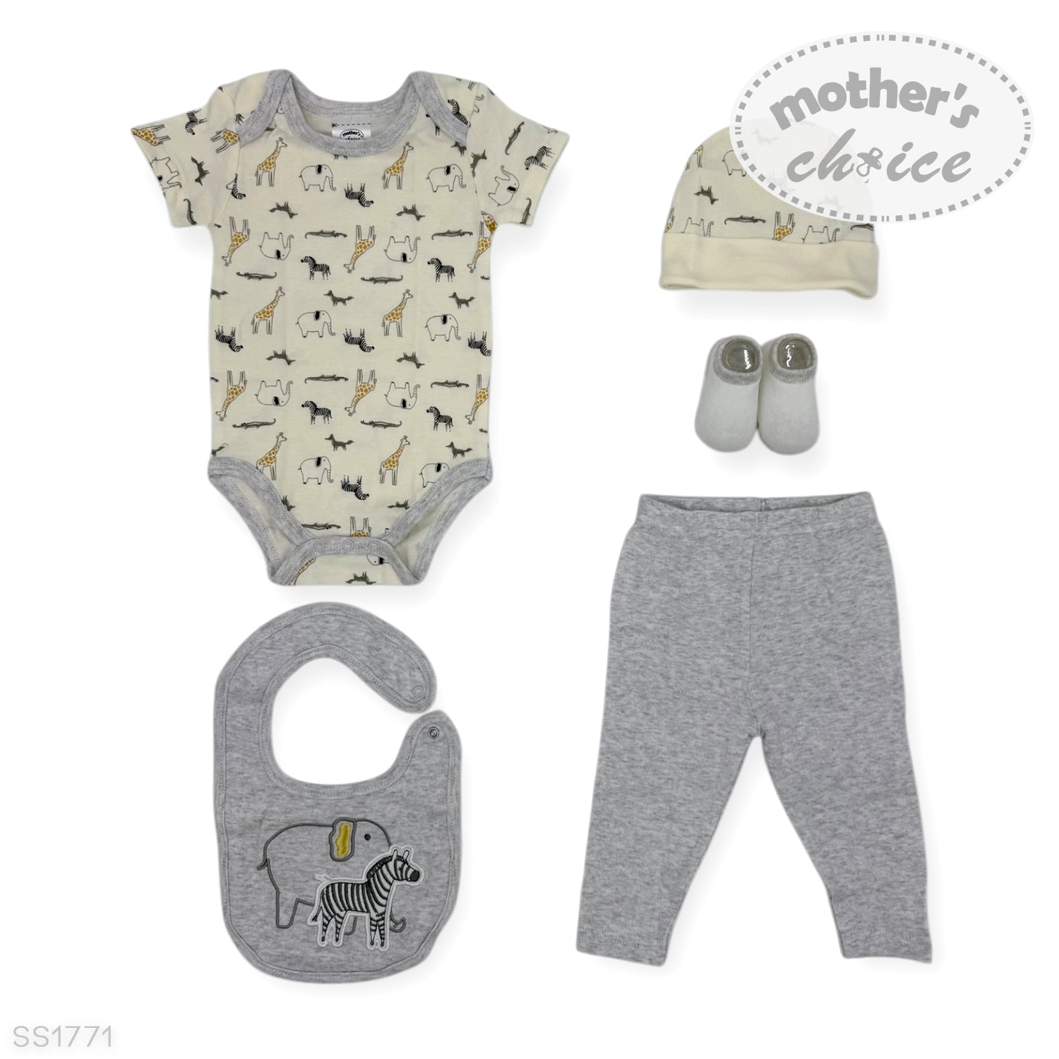 M/C 5 PCS GIFT SET GREY ELEPHANT