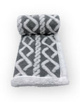 M/C SHERPA FLEECE BLANKET GREY WHITE NET DESIGN