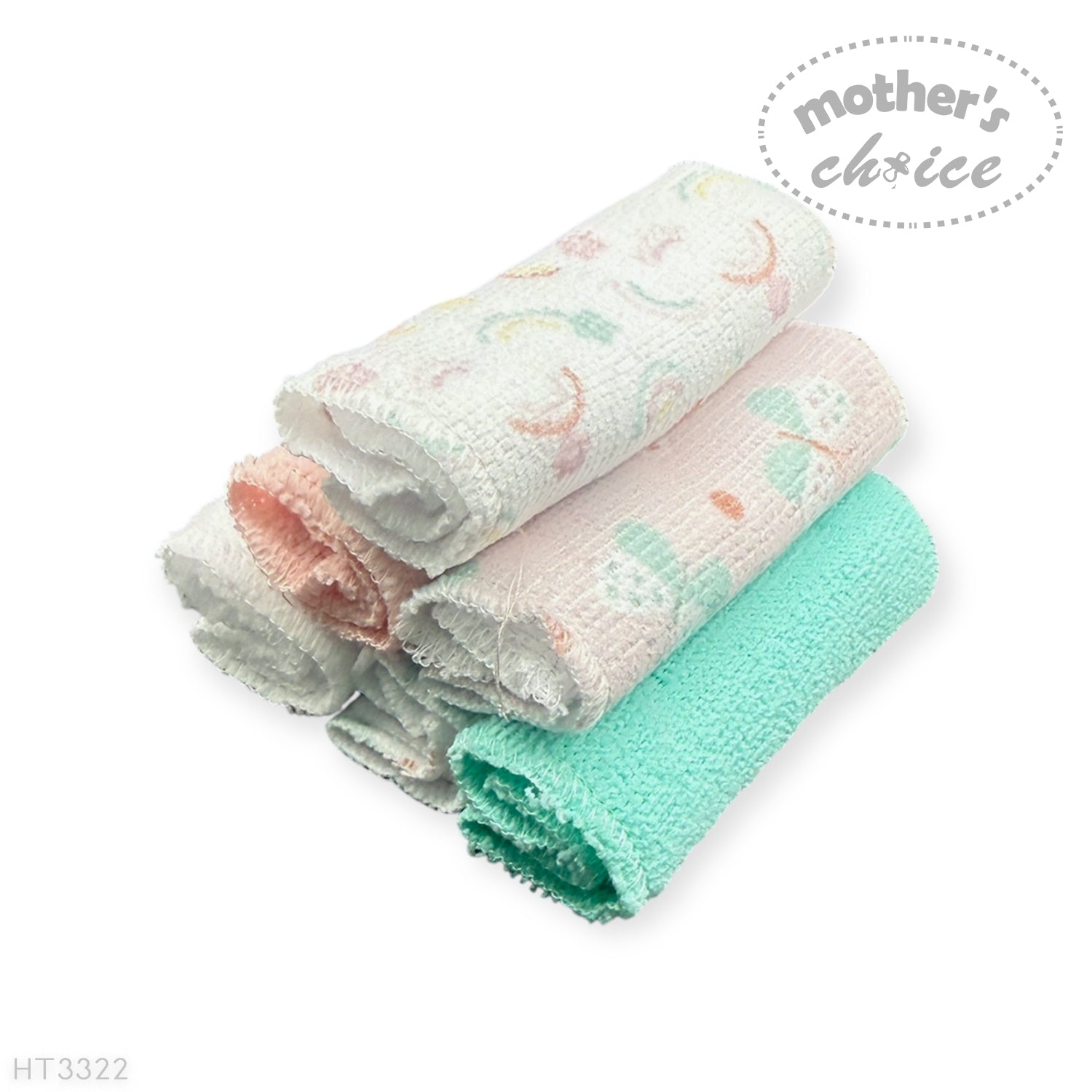 M/C 6 PACK WASHCLOTH SET PINK RAINBOW