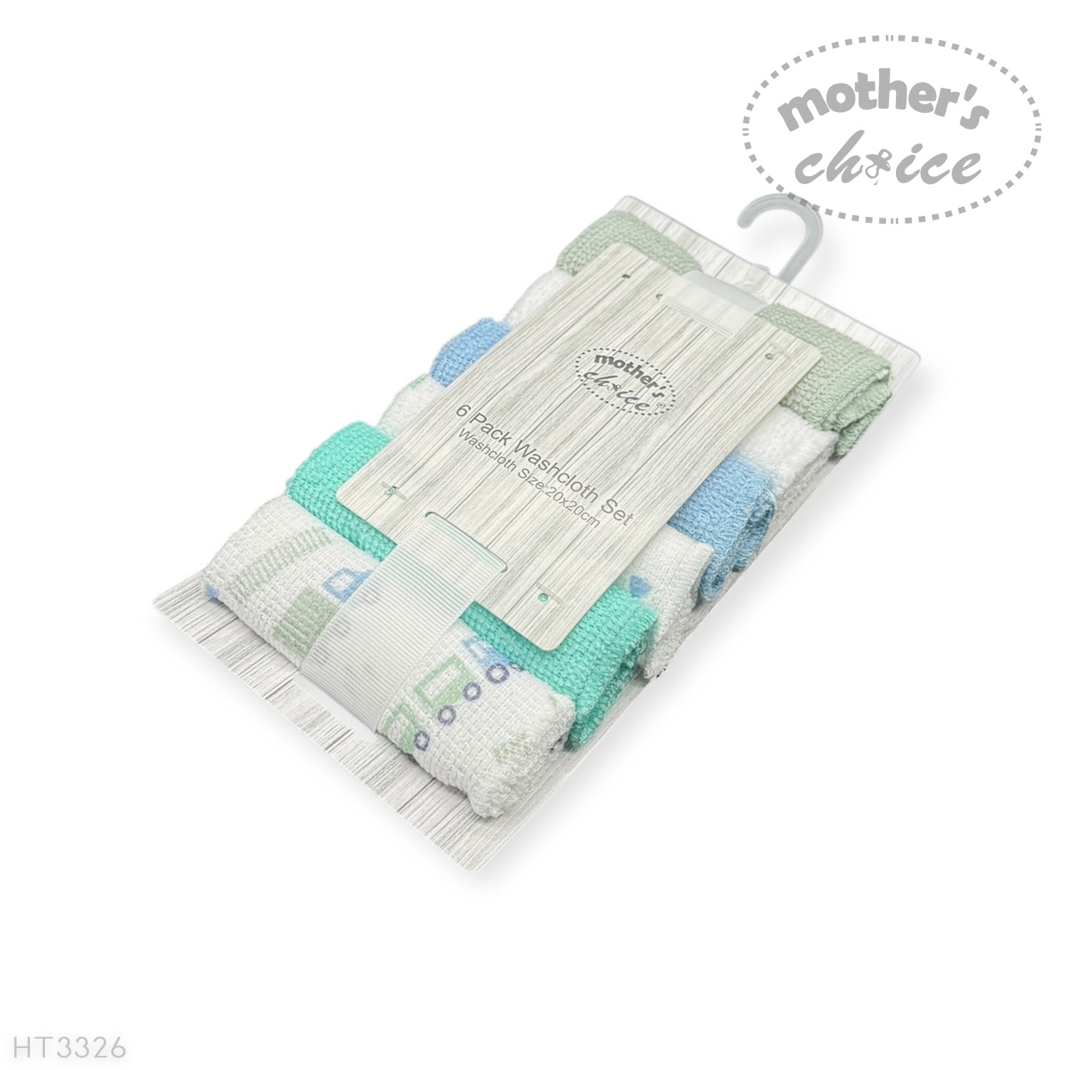 M/C 6 PACK WASHCLOTH SET BLUE TRAIN