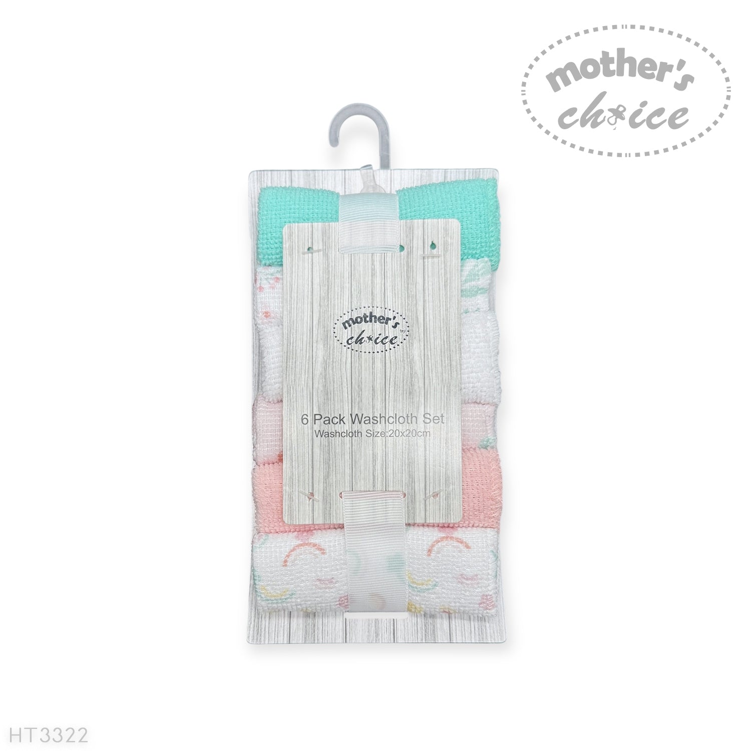 M/C 6 PACK WASHCLOTH SET PINK RAINBOW