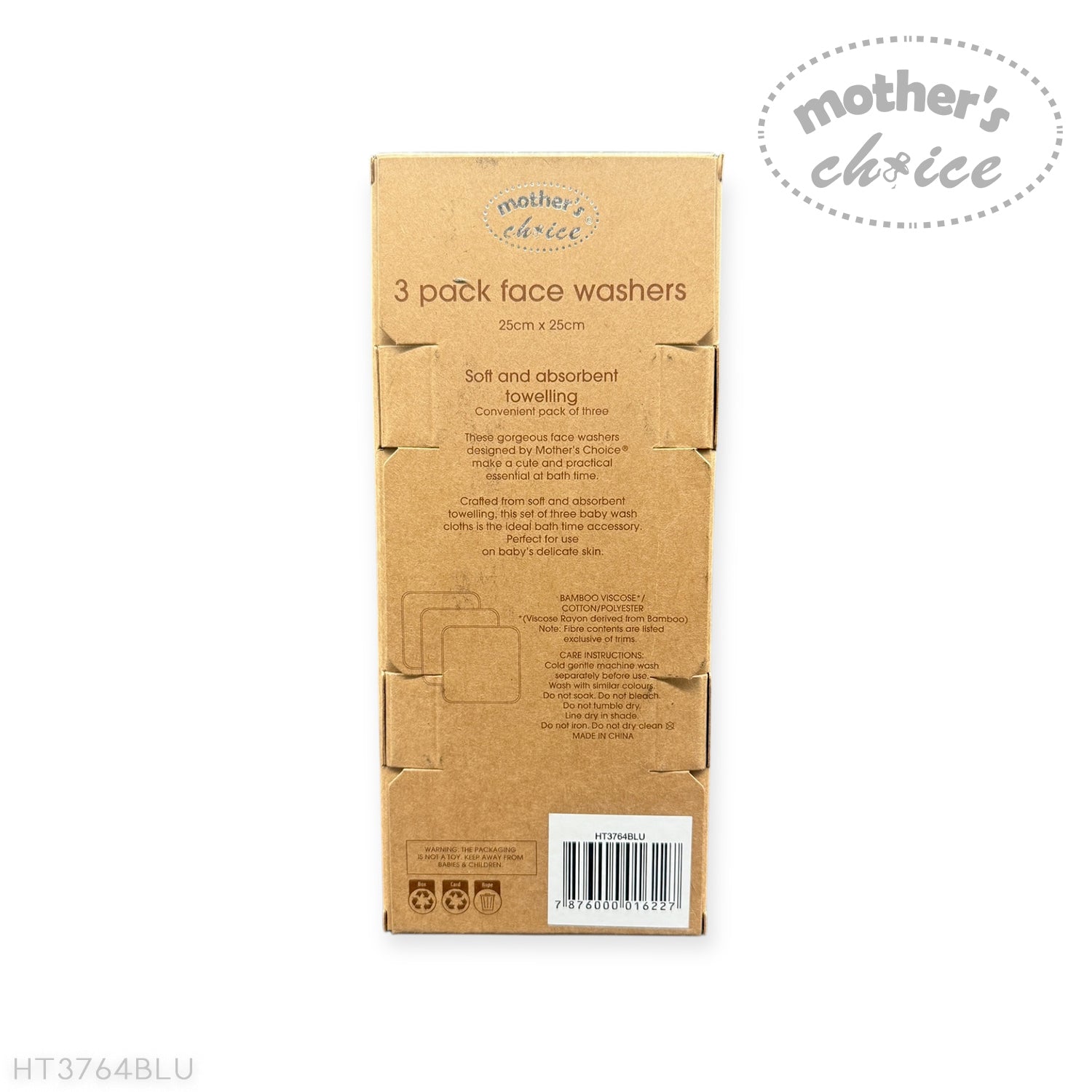 M/C BAMBOO 3PK FACECLOTHS BLUE