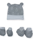 M/C BAMBOO 3PK NEWBORN BEANIE SET GREY