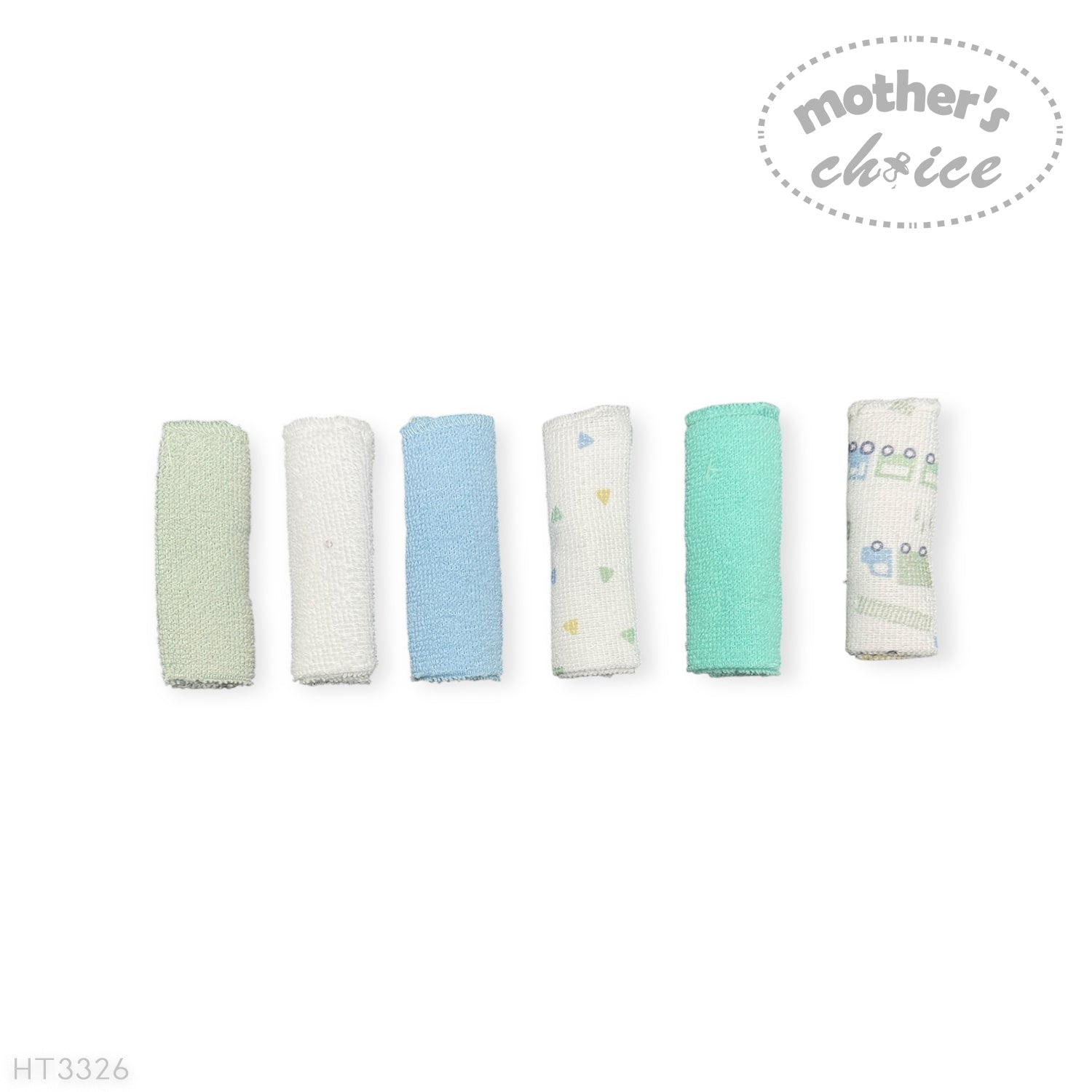 M/C 6 PACK WASHCLOTH SET BLUE TRAIN