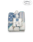 M/C 3PC HOODED TOWELS AND 3PC FACECLOTHS BLUE ELEPHANT