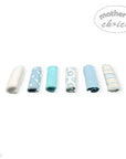 M/C 6 PACK WASHCLOTH SET BLUE ELIE