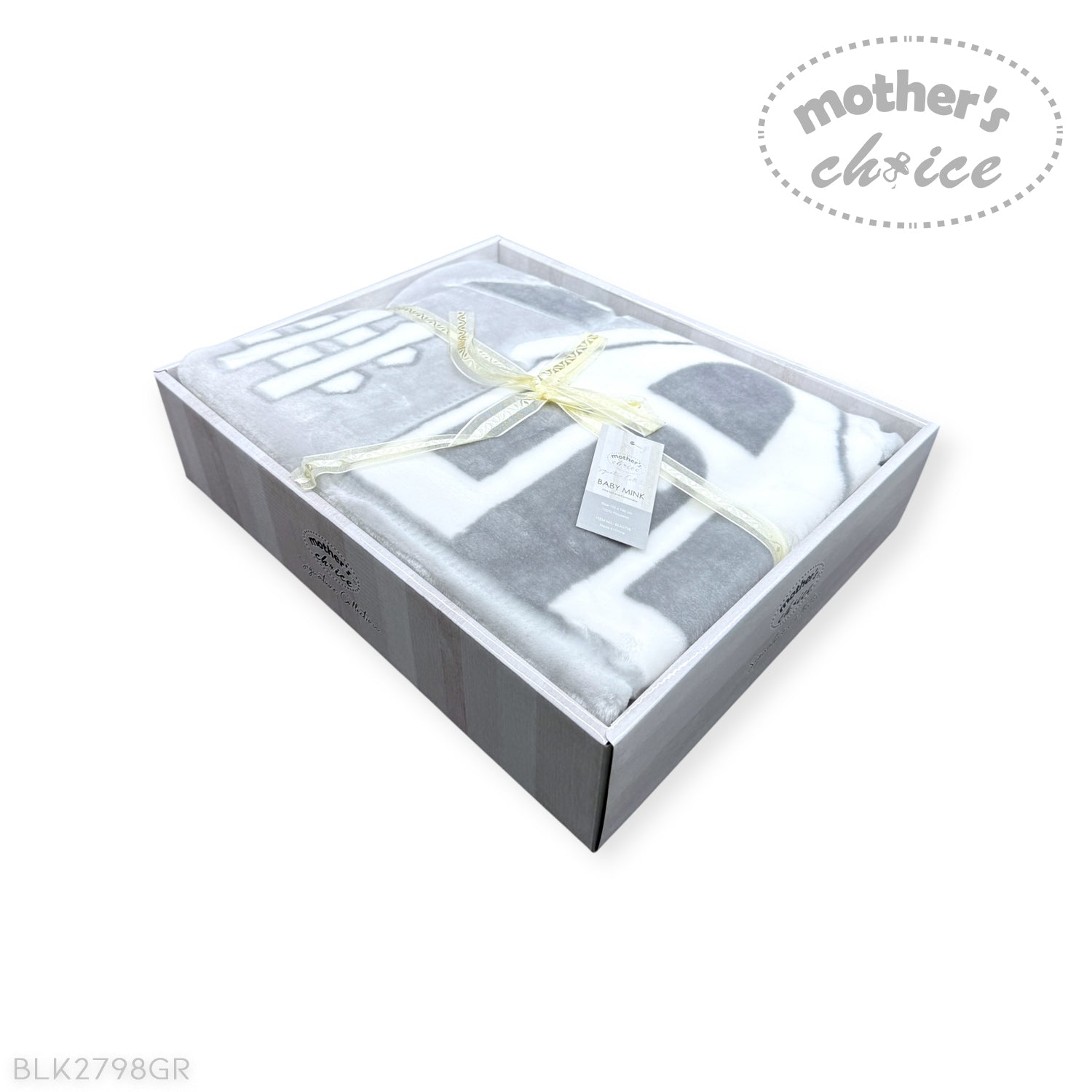 MOTHERS CHOICE INFANTS CUTWORK BLANKET HOUSE GREY/WHITE