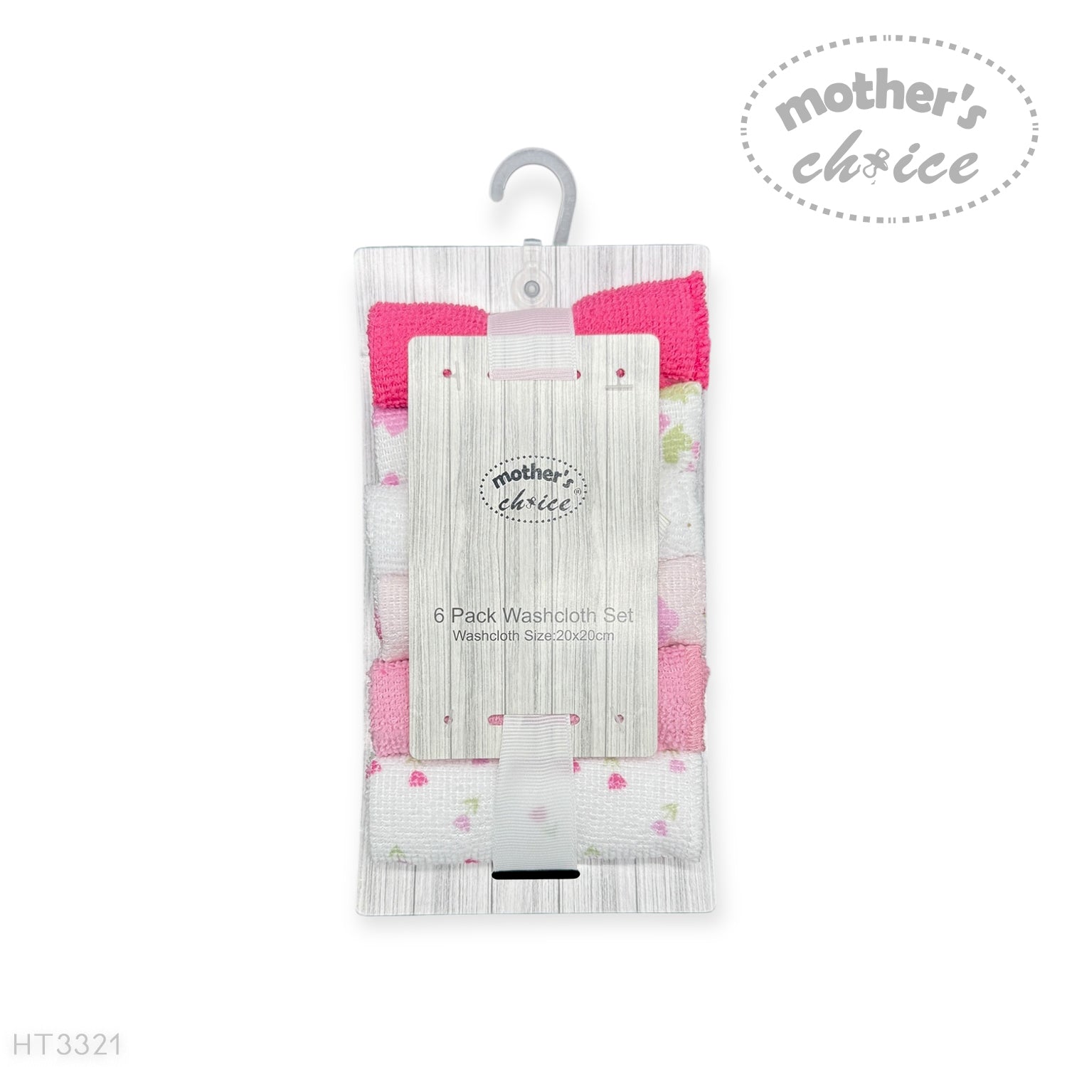 M/C 6 PACK WASHCLOTH SET PINK FLOWERS