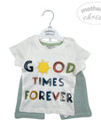 INF BOYS MINT  2PC SET 'GOOD TIMES FOREVER' 6-12M