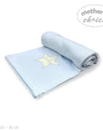 M/C COTTON WAFFLE BLANKET BLUE STAR EMBROID