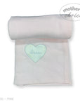 M/C COTTON WAFFLE BLANKET PINK HEART EMBROID