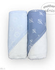 M/C BAMBOO 2PK  HOODED TOWEL BLUE