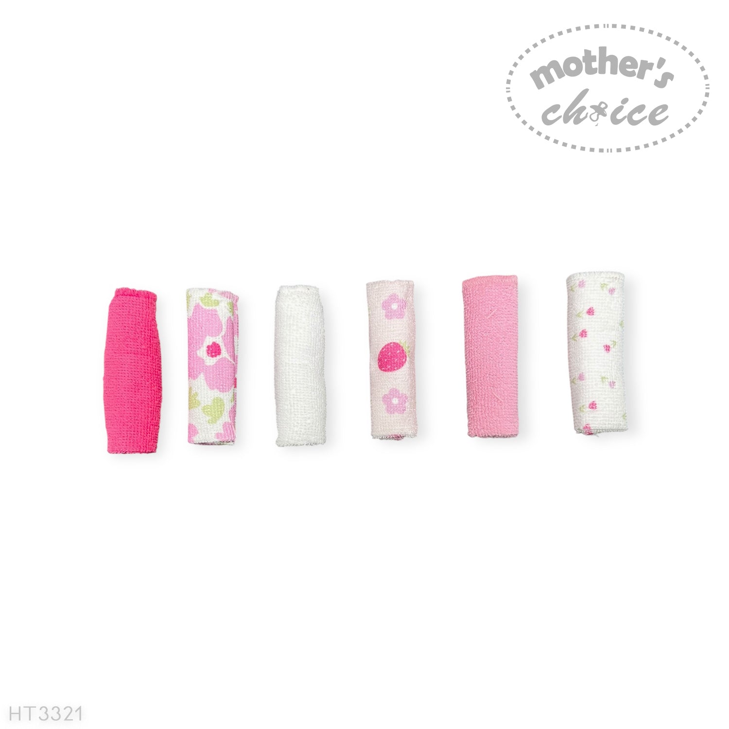 M/C 6 PACK WASHCLOTH SET PINK FLOWERS