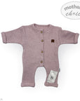 M/C BASIC RAISED WAFFLE ROMPER NEWBORN PINK