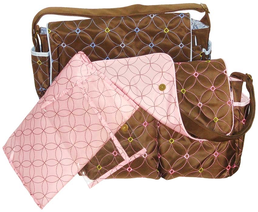 DIAPER BAG EMBROIDED MICROFIBRE PINK