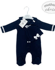 INF BOYS 2PC NAVY SAILOR ROMPER  SET 3-6M