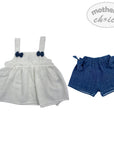 INF GIRLS 2PC SET ANGLAISE/DENIM 12-18M