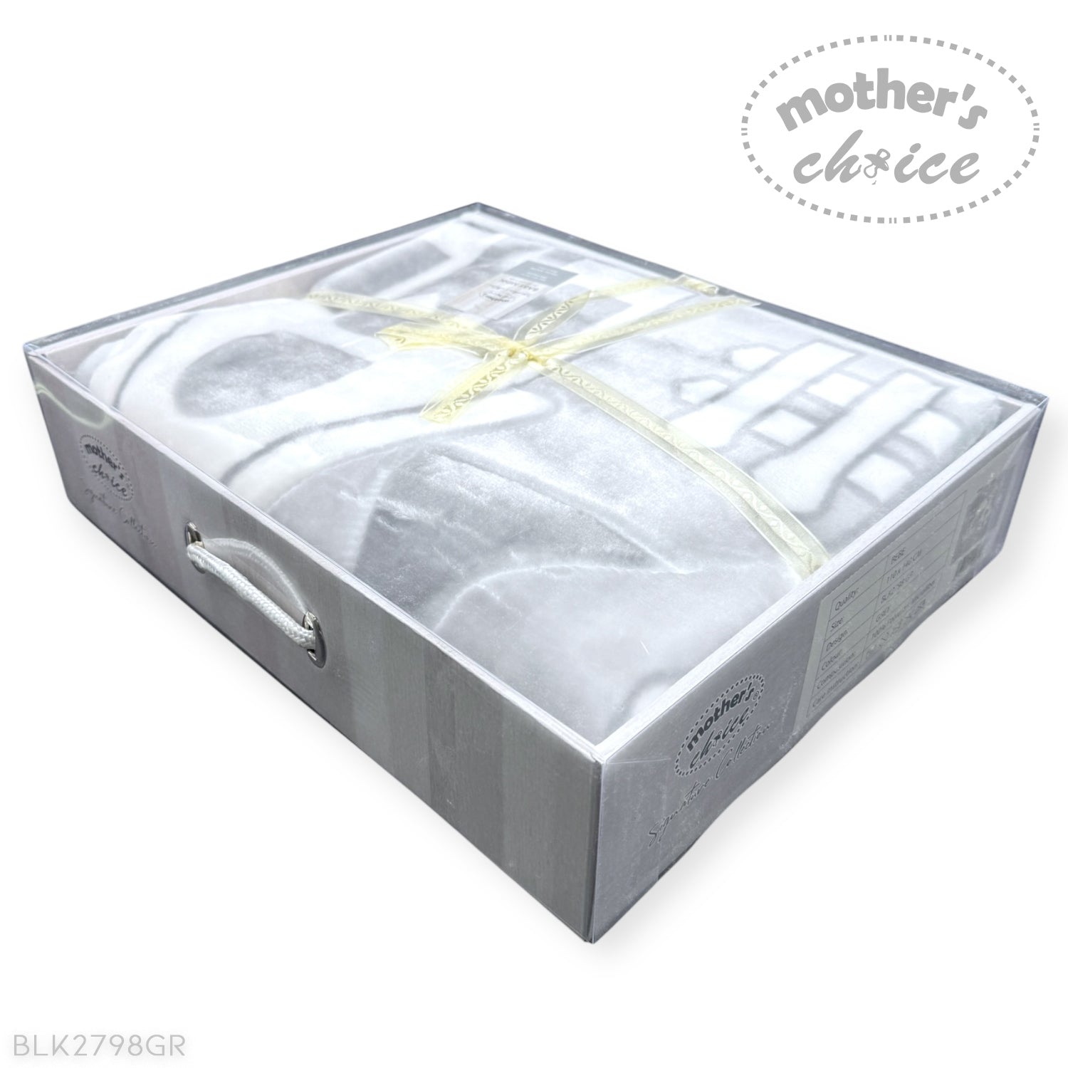 MOTHERS CHOICE INFANTS CUTWORK BLANKET HOUSE GREY/WHITE