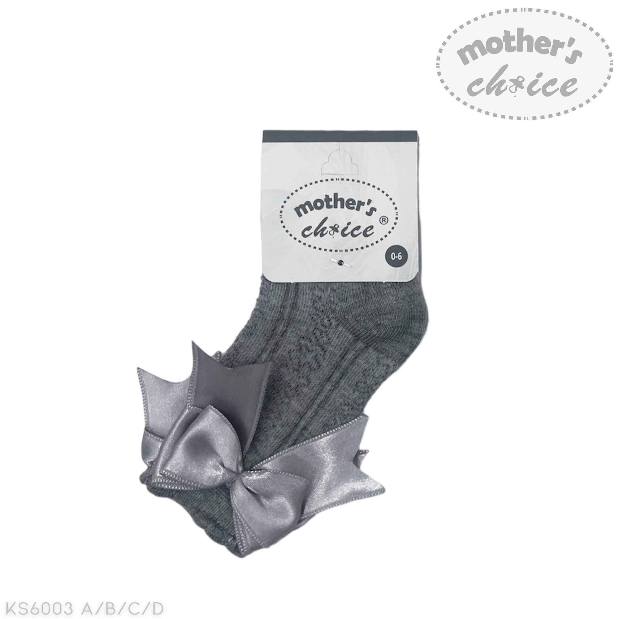 INFANTS SOCKS GREY RIBBON 12-18