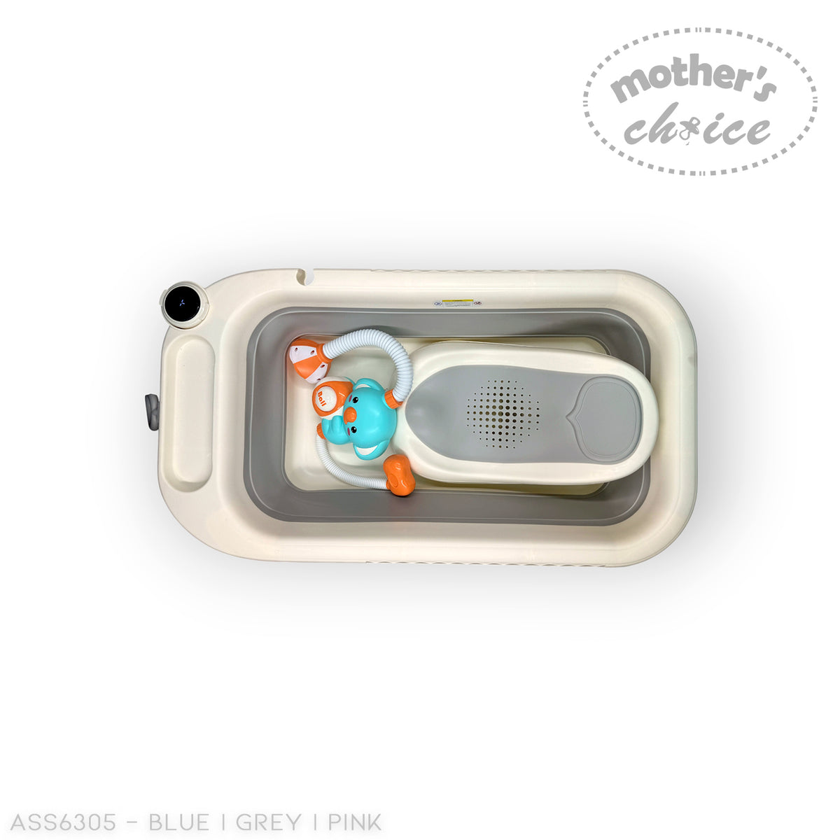 BABY BATH LARGE WITH SMART THERMOMETER AND SHOWER TOY