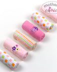 6 PK FACECLOTH SET PINK FLOWERS