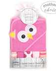 HOODED TOWEL AND FACECLOTHS OWL