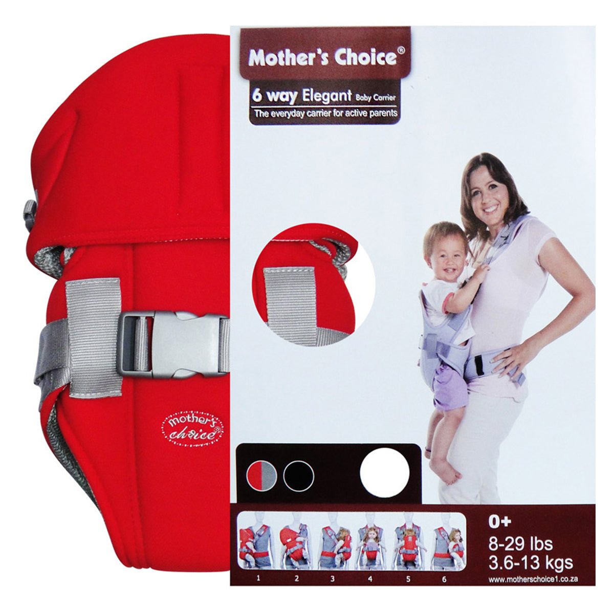 6 WAY  BABY CARRIER RED