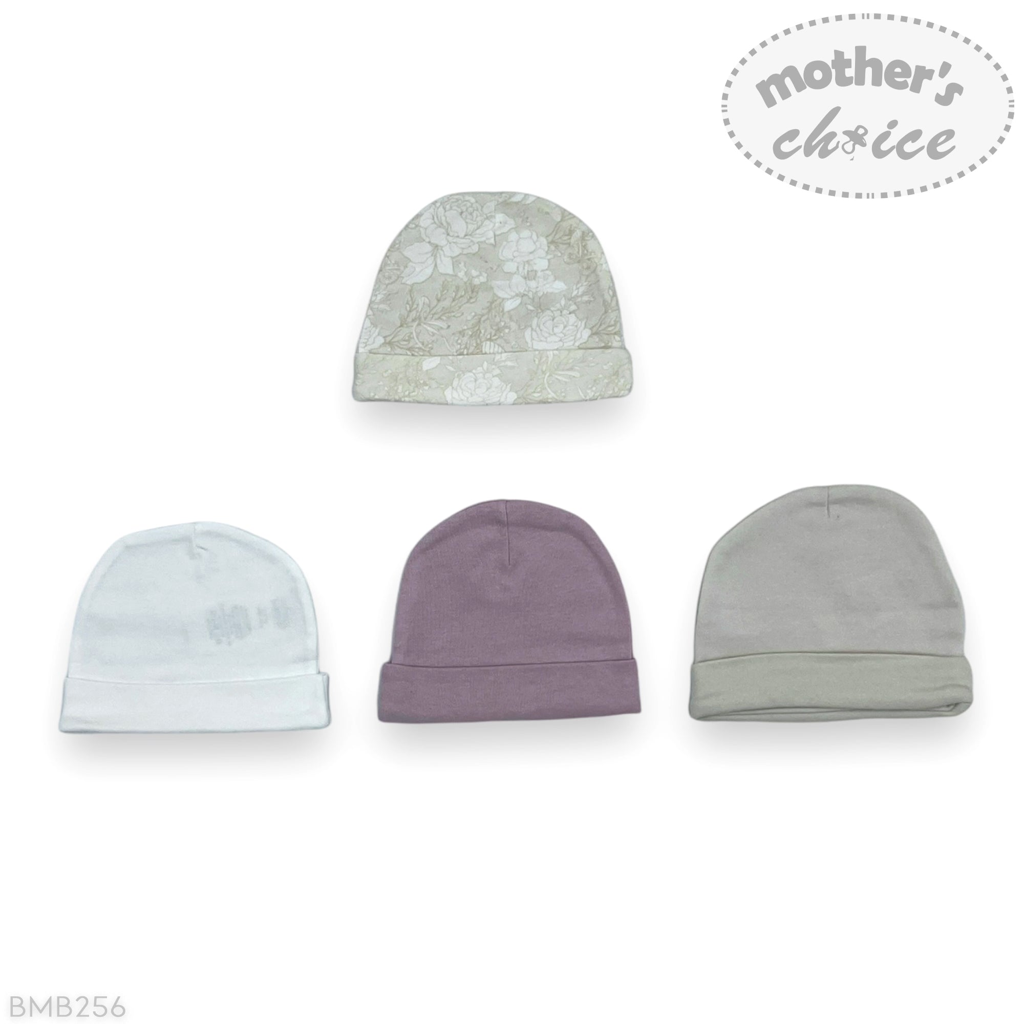 M/C 4PK BEANIE SET FLOWERS