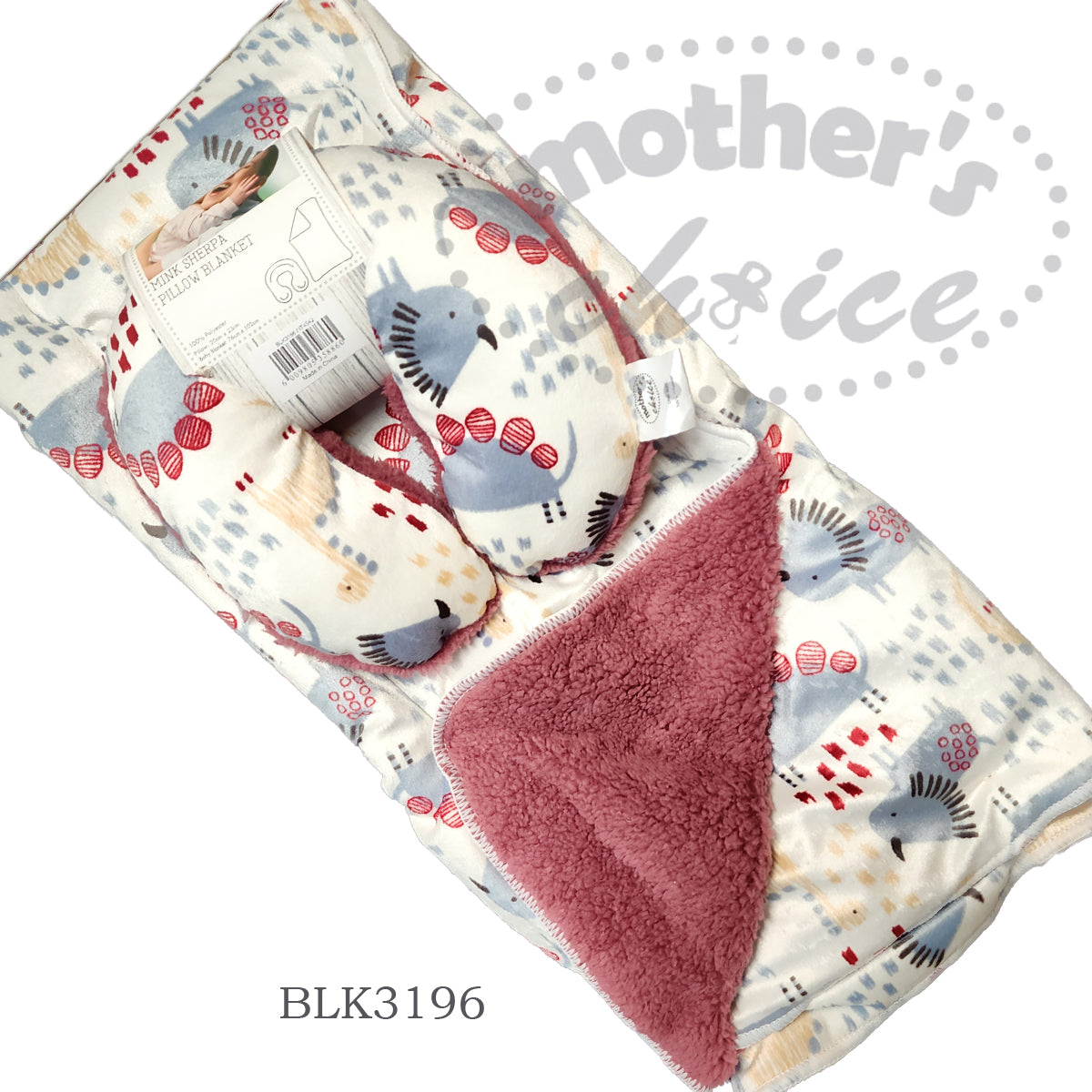 MC PILLOW BLANKET - GREY AND RED DINOSAUR