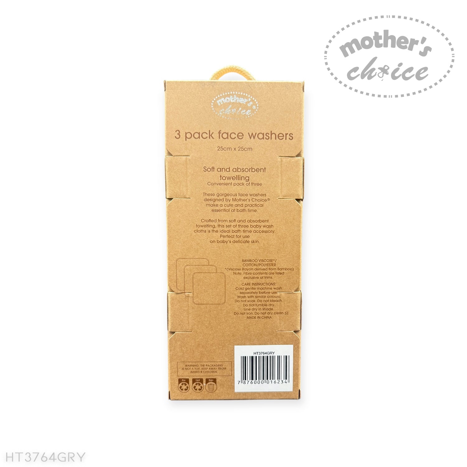 M/C BAMBOO 3PK FACECLOTHS GREY