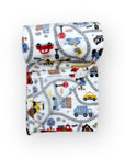 M/C PRINTED FLANNEL BLANKET BOY'S CARS AND ROADS