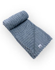 M/C SINGLE LAYER SHERPA FLEECE STRIPE BLANKET BLUE