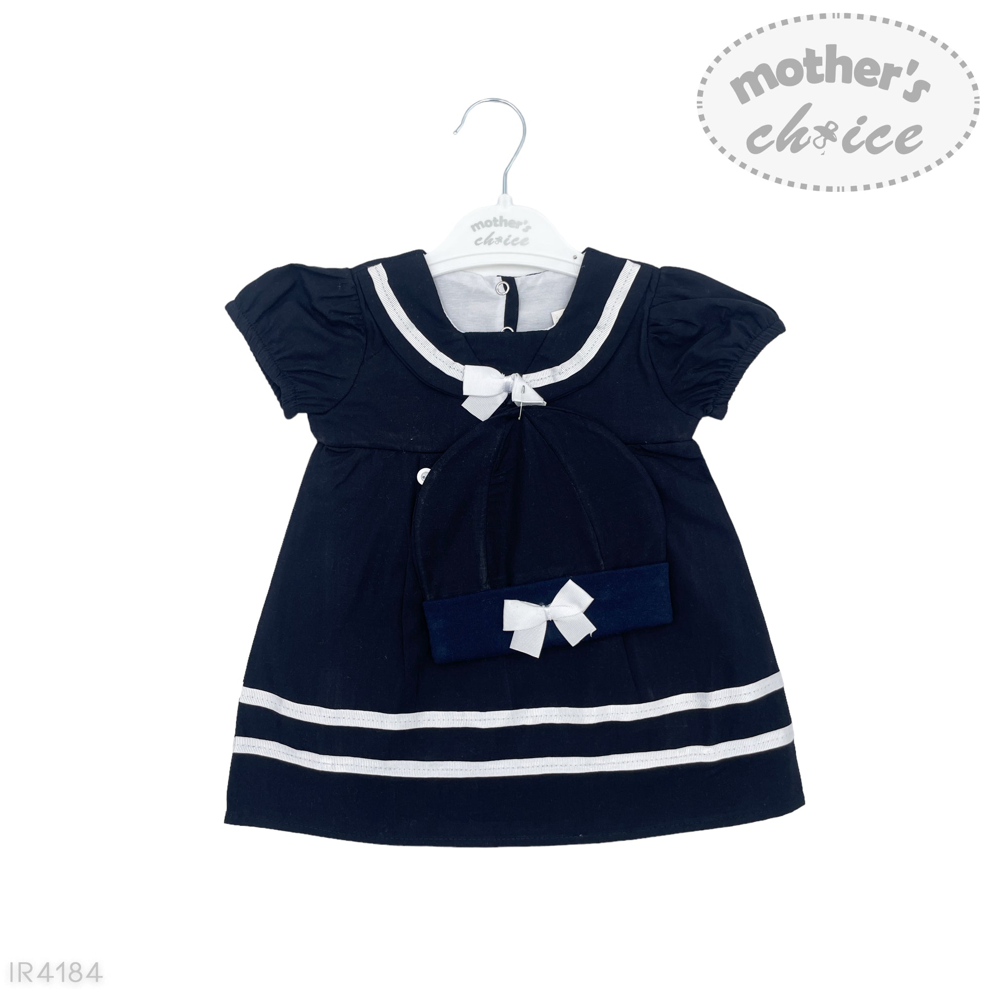 INF GIRLS 2PC NAVY SAILOR SHORT SLEEVE DRESS SET 6-9M